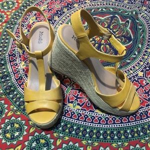 Mustard Yellow Wedge Sandals